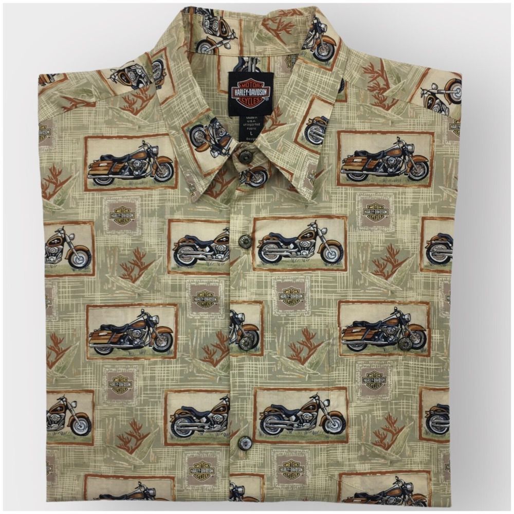HARLEY DAVIDSON TORI RICHARD Mens‎ Camp Shirt Size L Hawaiian Cruise Vacation